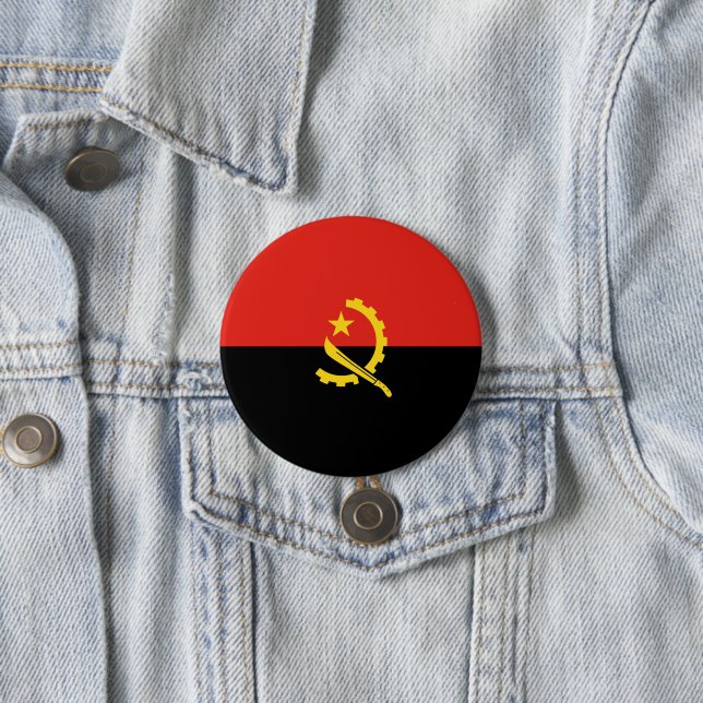 Angola flag 3 inch round button (In Situ)