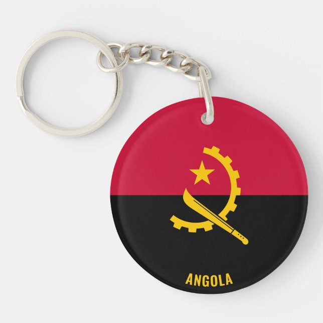 Angola Flag Charming Patriotic Keychain (Front)