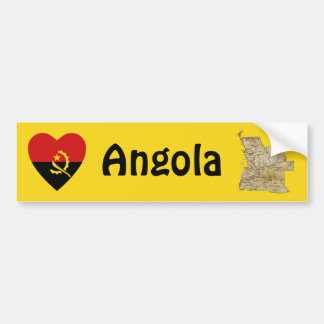 Angola Flag Heart + Map Bumper Sticker