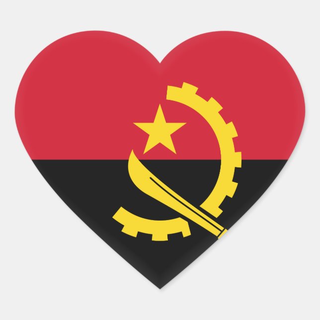 Angola Flag Heart Sticker (Front)