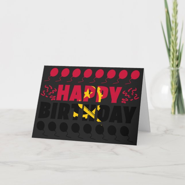 Angola Flag Patriotic Birthday Card (Front)