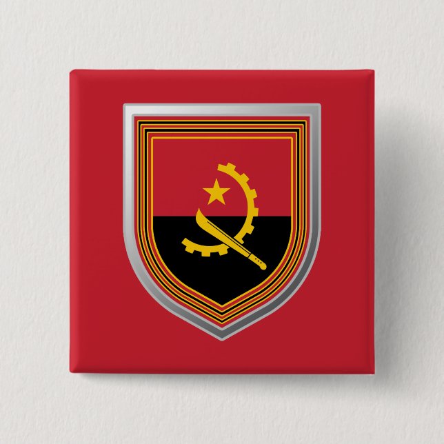 Angola Flag Shield 2 Inch Square Button (Front)