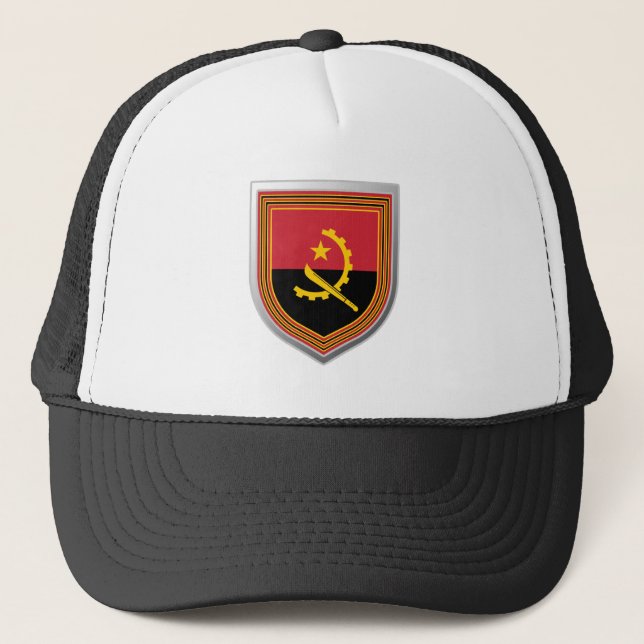 Angola Flag Shield Trucker Hat (Front)