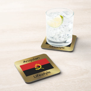 Angola Flag+Text Coaster