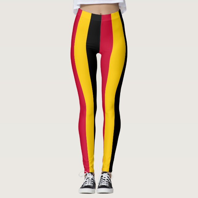 Angola National Flag Colours Vertical Striped Leggings (Front)