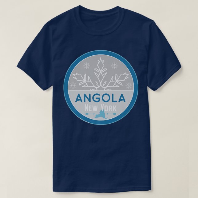 Angola New York NY Winter Frozen Snowflake Badge  T-Shirt (Design Front)