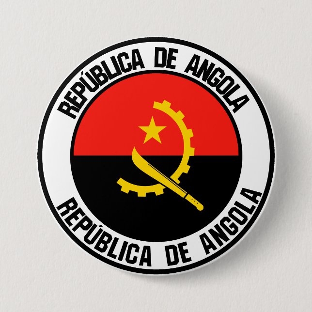 Angola Round Emblem 3 Inch Round Button (Front)