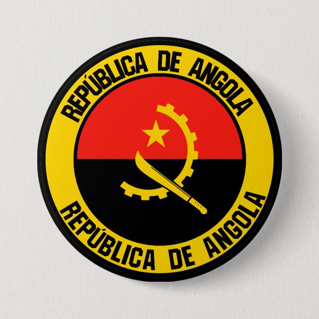 Angola Round Emblem 3 Inch Round Button (Front)