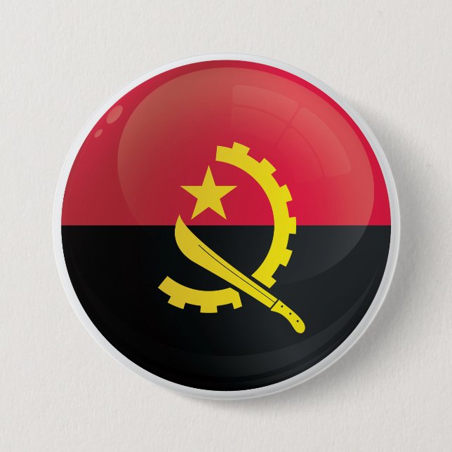 Angola  Round Icon Flag 3 Inch Round Button (Front)