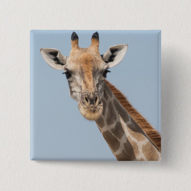 Angolan Giraffe Portrait 2 Inch Square Button (Front)