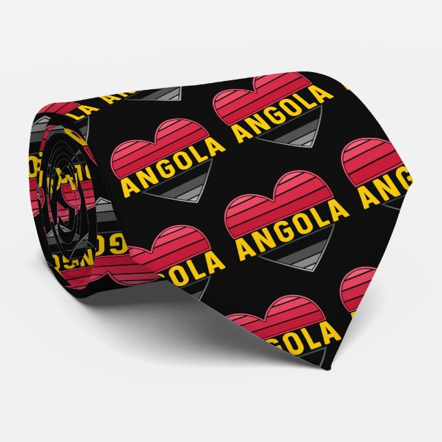 Angolan Heart, I Love Angola Tie (Rolled)
