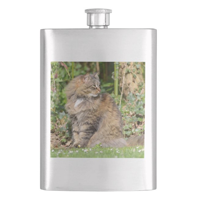 Angora cat hip flask (Front)