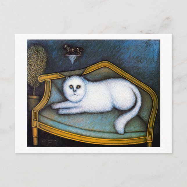 Angora cat, Morris Hirshfield Postcard (Front)