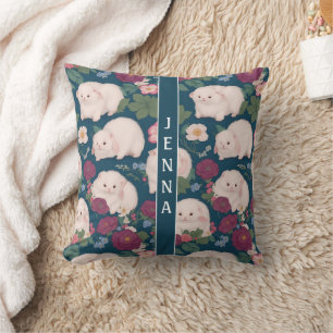Angora Ferret Small Floral Colourful Pattern Throw Pillow