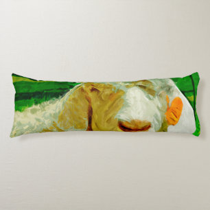 Angora Goat With Ear Tag Abstract Impressionism Body Pillow