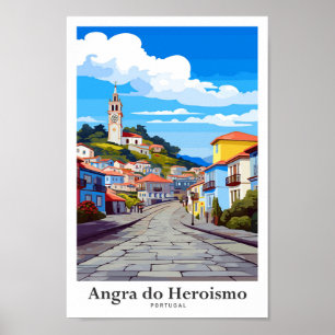 Angra do Heroismo Portugal Travel Art Vintage Poster