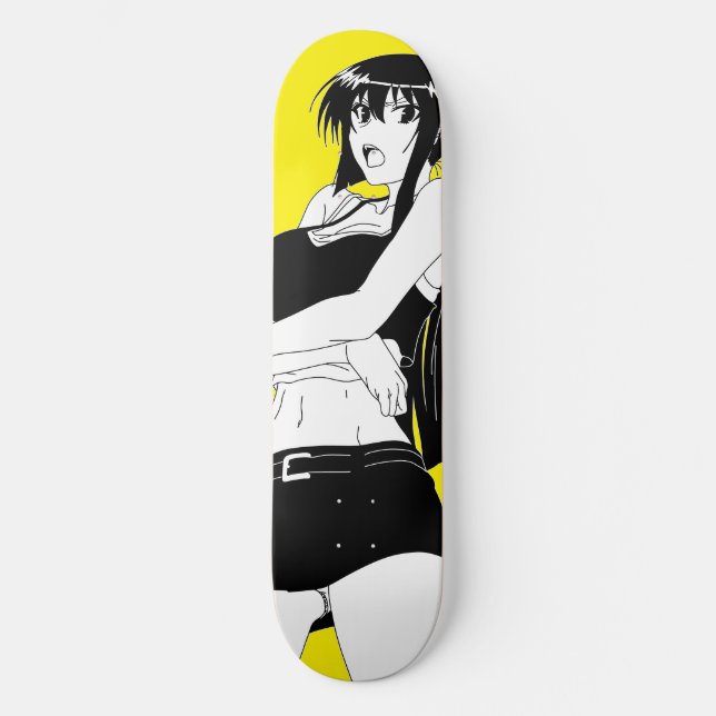 Angry Anime Girl Skateboard Deck (Front)