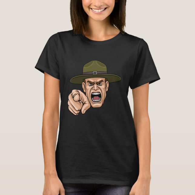 Angry Army Boot Camp Drill Instructor Sergeant Sol T-Shirt (Front)