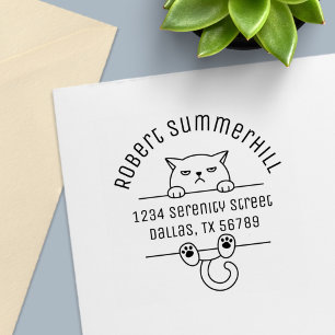 Angry Bad Tempered Cat Arch Address 2 Self-inking Stamp