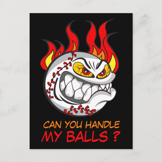 Angry Baseball Ball with Quote, Funny Postcard (Front)
