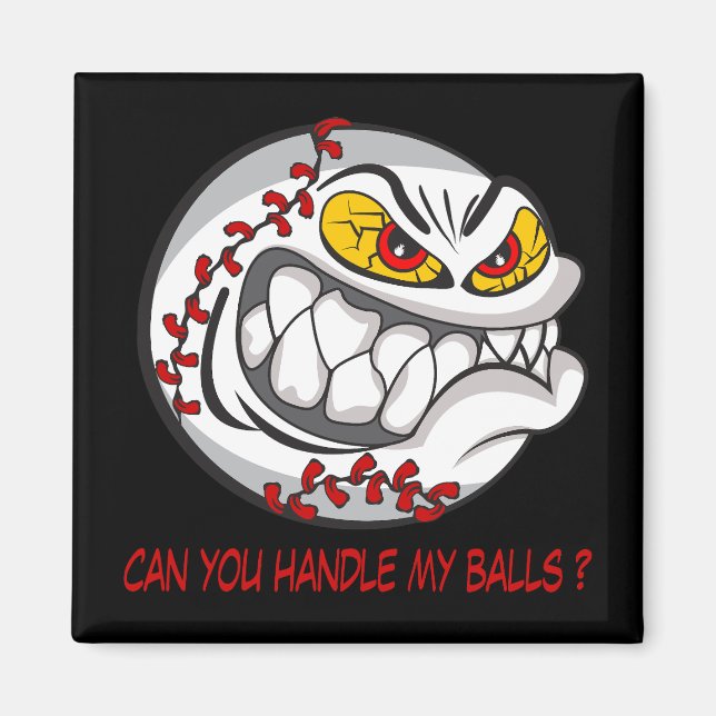 Angry Baseball Black Magnet (Front)