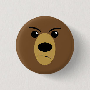 Angry Bear Face 1 Inch Round Button