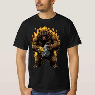 Angry Bear Grating Cheese Grater Hater T-Shirt
