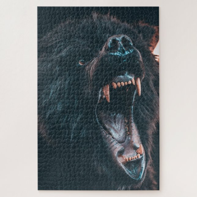 Angry Bear Teeth Black Bear Growl Jigsaw Puzzle (Vertical)