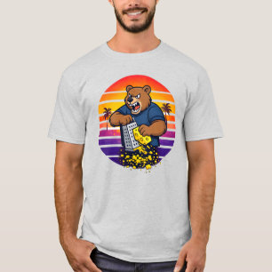 Angry Bear with Cheese Grater Hat and Sunglasses T-Shirt