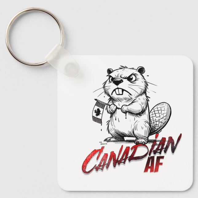 Angry Beaver Canadian AF Keychain (Front)