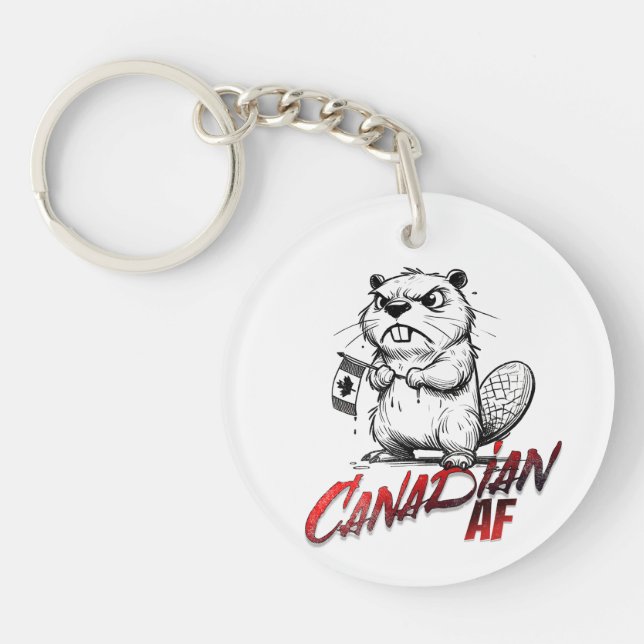 Angry Beaver Canadian AF Keychain (Front)