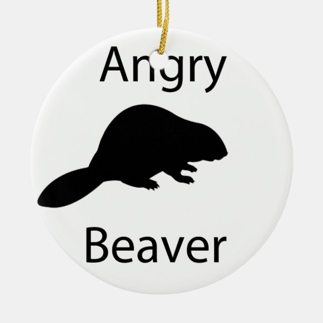 Angry beaver ceramic ornament (Front)