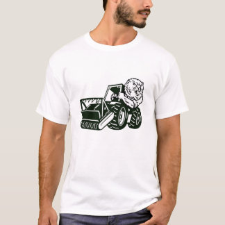 Angry Beaver Driving Mulching Tractor Mascot T-Shirt