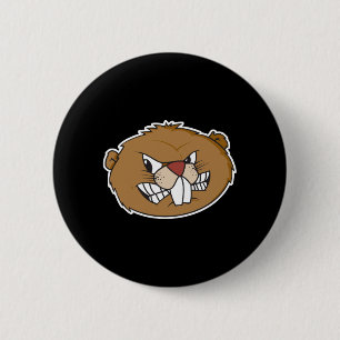 angry beaver face 2 inch round button