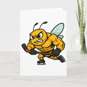 Angry Bee Ice Hockey Player Strong Insect  Card