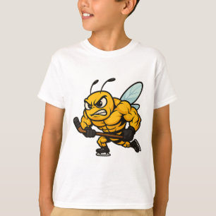 Angry Bee Ice Hockey Player Strong Insect T-Shirt