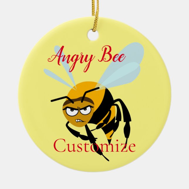 Angry Bee Thunder_Cove Ceramic Ornament (Front)