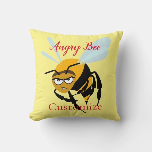 Angry Bee Thunder_Cove Throw Pillow (Front)
