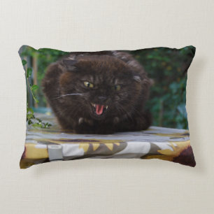 Angry Black Cat Decorative Pillow