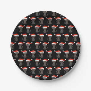 Angry Black Cat Funny Christmas Gifts Halloween Paper Plate