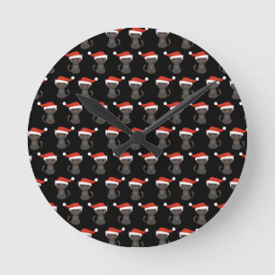 Angry Black Cat Funny Christmas Gifts Halloween Round Clock