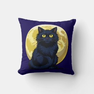 Angry black cat throw pillow