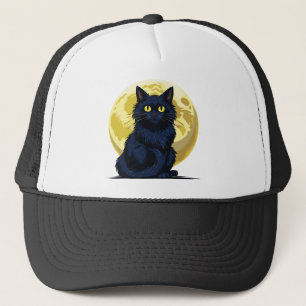 Angry black cat trucker hat