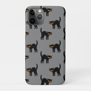 Angry Black Cat Yellow Eyes Grey Halloween Gifts iPhone 11 Pro Case