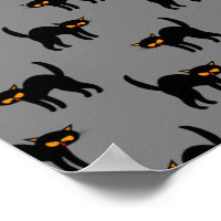 Angry Black Cat Yellow Eyes Grey Halloween