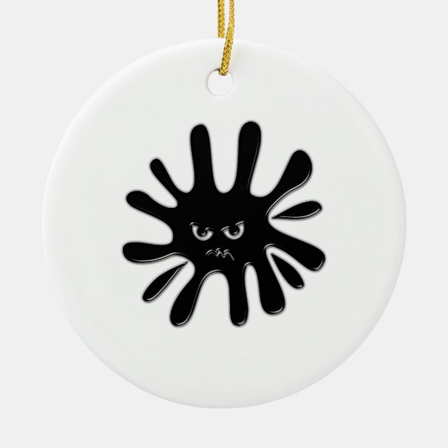 Angry Black Paint Splatter Ceramic Ornament (Front)