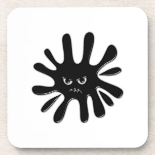 Angry Black Paint Splatter Coaster
