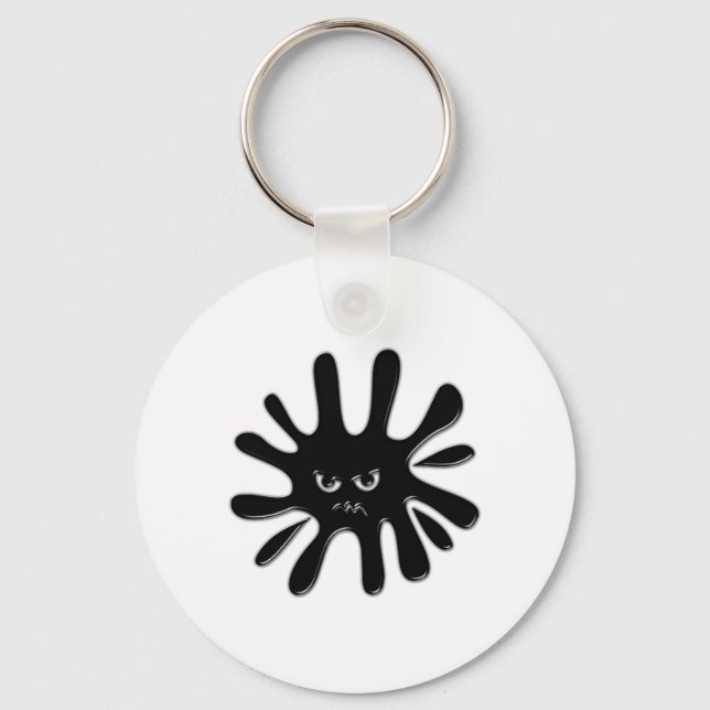 Angry Black Paint Splatter Keychain (Front)