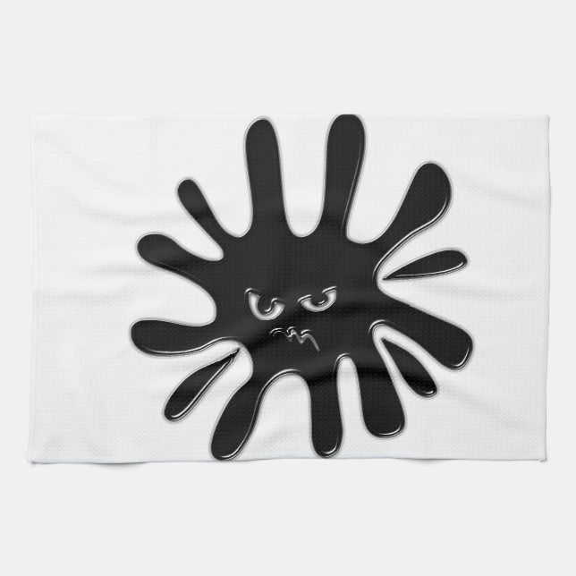 Angry Black Paint Splatter Kitchen Towel (Horizontal)