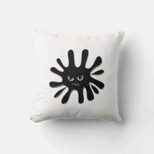 Angry Black Paint Splatter Throw Pillow